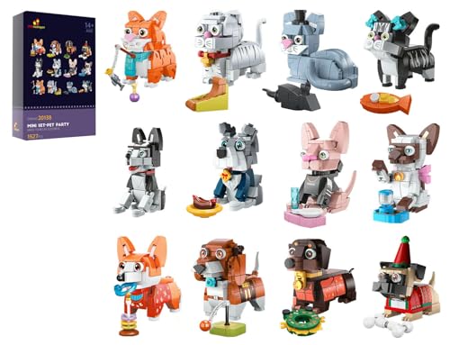 JMBricklayer 20138 Partygeschenke für Kinder, Bauspielzeug, 12 Hunde- und Katzen-Mini-Baukästen für Erwachsene, Tierbausteine-Sets für Geburtstagspartygeschenke für Kinder von 8 bis 12 Jahren JMBricklayer 20138 Partygeschenke für Kinder, Bauspielzeug, 12 Hunde- und Katzen-Mini-Baukästen für Erwachsene, Tierbausteine-Sets für Geburtstagspartygeschenke für Kinder von 8 bis 12 Jahren von JMBricklayer