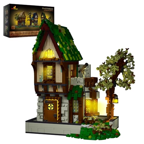 JMBricklayer Medieval Tavern Architecture Lighting Building Set 30124 – Retro-LED-Licht-Konstruktionshaus-Baumodell-Set, Sammler-Ausstellungshaus, Ideas Geschenk für Erwachsene und Jugendliche von JMBricklayer