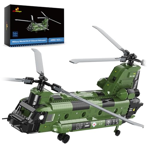 JMBricklayer Technik Hubschrauber Bausteine Sets, 60002 CH-47 Transporter Hubschrauber klemmbausteine, Flugzeug Spielzeug für Erwachsene und Jungen von JMBricklayer