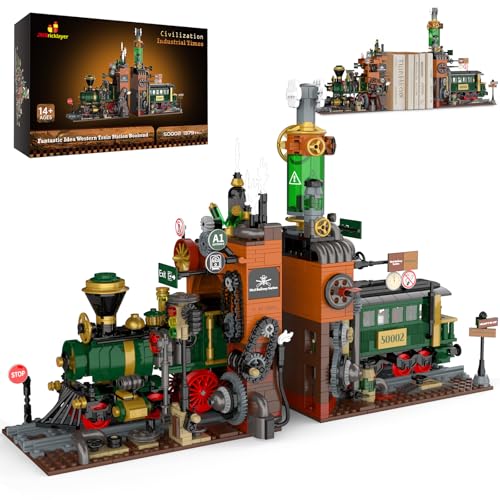 JMBricklayer Steampunk-Bahnhof-Bausatz 50002, 2-in-1-Bausatz mit Zug und Buchstützen für Erwachsene, Heimdekor und Bücherregal-Organizer, ideales Sammler-Zugmodell für Jungen, Mädchen und Teenager JMBricklayer Steampunk-Bahnhof-Bausatz 50002, 2-in-1-Bausatz mit Zug und Buchstützen für Erwachsene, Heimdekor und Bücherregal-Organizer, ideales Sammler-Zugmodell für Jungen, Mädchen und Teenager von JMBricklayer