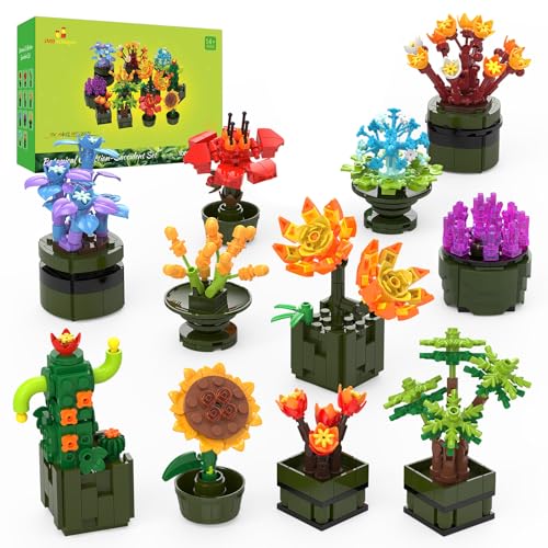 JMBricklayer Blumen Sukkulenten Bausätze für Erwachsene 10001, 12er-Pack winzige Pflanzen, Botanische Sammlung, Display für Raumdekoration, Bonsai Blumen Bausteine, Geschenke für Frauen und Mädchen JMBricklayer Blumen Sukkulenten Bausätze für Erwachsene 10001, 12er-Pack winzige Pflanzen, Botanische Sammlung, Display für Raumdekoration, Bonsai Blumen Bausteine, Geschenke für Frauen und Mädchen von JMBricklayer