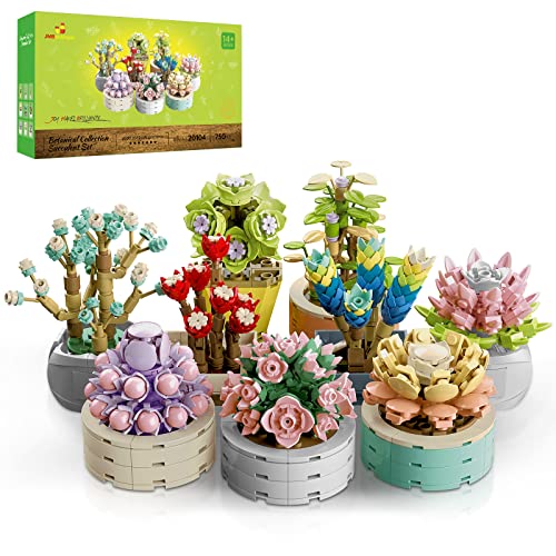JMBricklayer Blumen Sukkulenten Bonsai Bausteine Set 20104, 9 künstliche Blumenstrauß Klemmbausteine für Erwachsene, Home Dekor, Botanical Baustein Collection, Kreatives Geschenk für Frauen und Männer von JMBricklayer