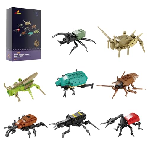 JMBricklayer Tierbausteine-Spielzeugset, 8 Verschiedene Insekten-Ausstellungsmodelle, Mini-Insektentierspielzeug für Kinder, Partygeschenk für Tütenfüller, Strumpffüller, Geburtstagsgeschenke, 10109 von JMBricklayer