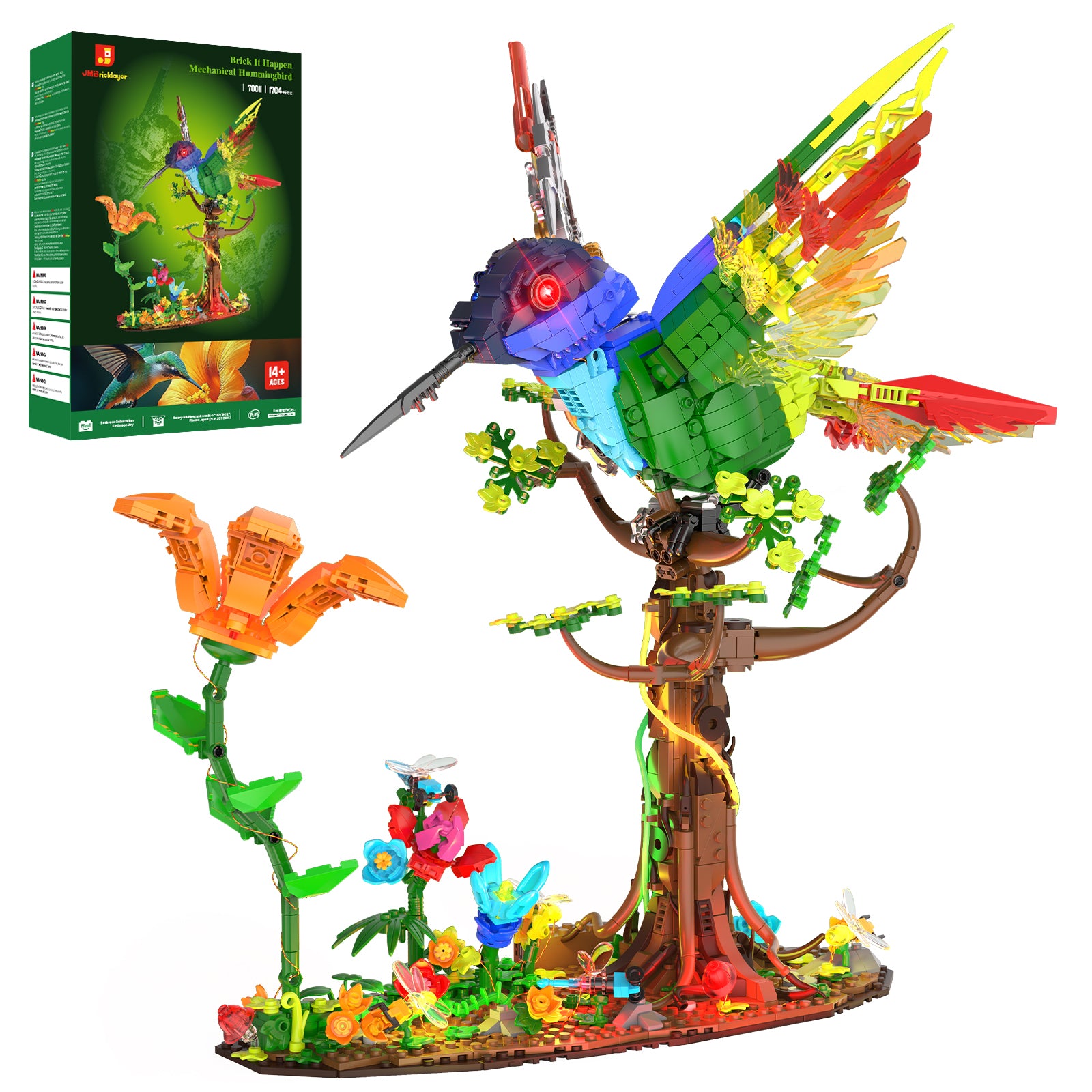 JMBricklayer Mechanical Hummingbird Building Set with LED Light 70011 von JMBricklayer