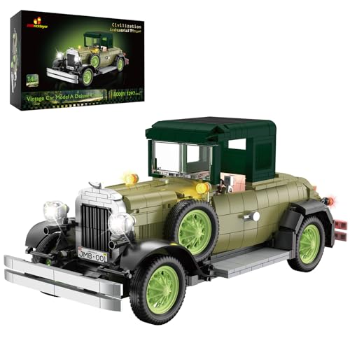 JMBricklayer Oldtimer Car Bausätze mit Lichtern 50001, Klassische Retro-Modellauto-Bausätze für Erwachsene, Antike Autos, Sammler-Display-Dekorationen, Bauspielzeug Geschenke für Männer (1297 PCS) JMBricklayer Oldtimer Car Bausätze mit Lichtern 50001, Klassische Retro-Modellauto-Bausätze für Erwachsene, Antike Autos, Sammler-Display-Dekorationen, Bauspielzeug Geschenke für Männer (1297 PCS) von JMBricklayer