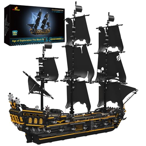 JMBricklayer Piratenschiff-Modellbausätze 40102, Black Pearl Mysterious Toys Kits, Sammelblöcke, Cooles Spielzeug, Geschenke für Jungen, Teenager, Sammler (verbesserte Version, 3180 Teile) von JMBricklayer