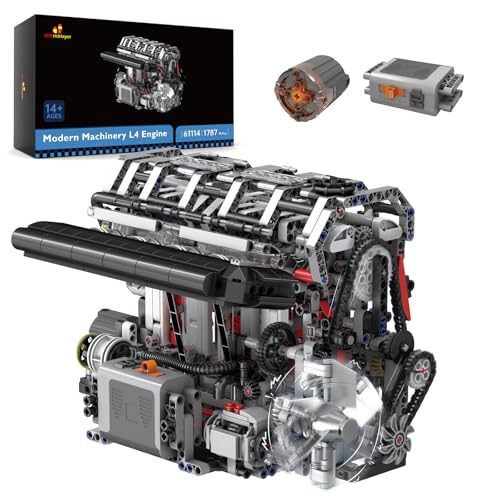 JMBricklayer Technic Machinery Engine Bausatz 61128, Vier Zylinder Reihenmotor Bausteine Modell mit Motor, Elektromotor L4-Motorenbausätze für Erwachsene Vatertag Männer, Kinder ab 8+ (1787 Teile) von JMBricklayer