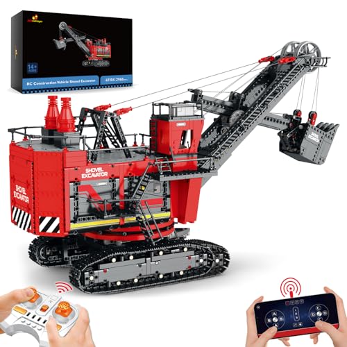 JMBricklayer Technik Bagger Bausteine,61104 Frontschaufel Seilbagger Klemmbausteine, Baumaschine Spielzeug Modellbausatz für Erwachsene und Jungen von JMBricklayer