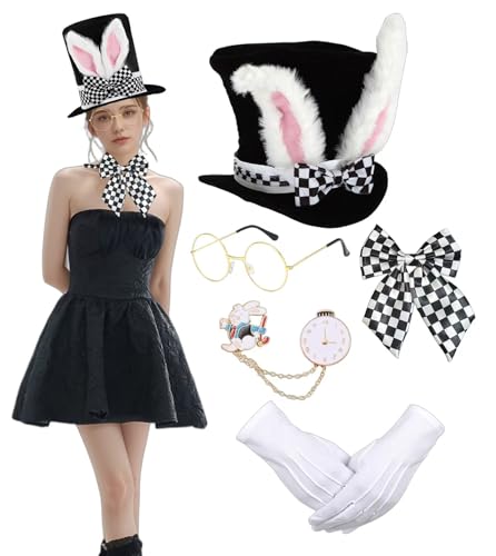 JMOCD 5 PCS White Rabbit Costume Set, Osterhase Hasen Set Hasenohr-Zylinder mit Hasenohren Ostern Hut Hasenohren Osterhase Party Mottoparty, Karneval JMOCD 5 PCS White Rabbit Costume Set, Osterhase Hasen Set Hasenohr-Zylinder mit Hasenohren Ostern Hut Hasenohren Osterhase Party Mottoparty, Karneval von JMOCD