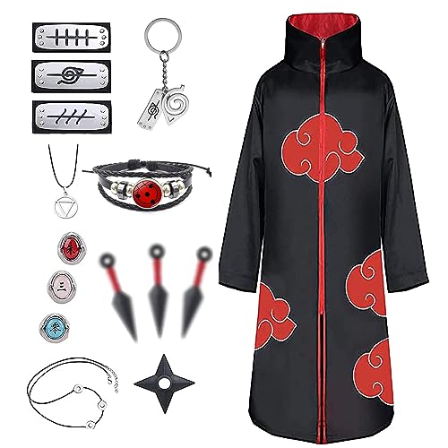 JMOCD Akatsuki Uchiha Itachi Mantel für Kinder Erwachsener Unisex Cosplay Kostüm,Cosplay Halloween Weihnachten Party (XL) von JMOCD