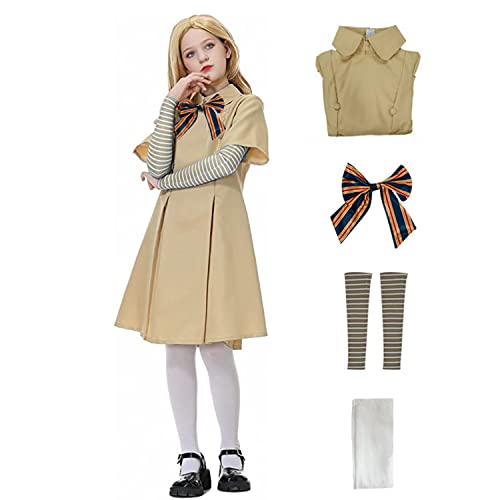 JMOCD Megan kleid mit Langärmliges Oberteil, Socken und Fliege Für Frauen Mädchen Kinder,M3gan Gruselfilm für Halloween Karneval (110) von JMOCD