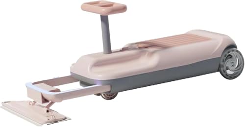 JMOUZHG Reinigung Go-Kart für Kinder, Ride On Mop Bodenreiniger Go Carts, 5-stufige einziehbare Reinigung Wischkart mit Einstellbarer Geschwindigkeit (Purple pinkDualDrive) von JMOUZHG