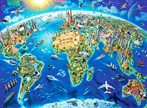 JMbeauuuty Puzzle 1000 Teile Erwachsene Weltkarte Puzzle World Map Puzzle Welt - Wahrzeichen für Erwachsene und Kinder ab 14 Jahren - 70x50cm von JMbeauuuty