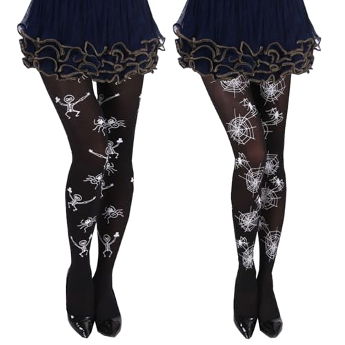 JNAWA 2 Paar Halloween-Strumpfhosen, Spinnennetz-Design, Spinnennetz-Design, Strumpfhose, Strumpfhose, Halloween-Verkleidung, Gothic-Strumpfhose für Erwachsene, Kostüm-Zubehör JNAWA 2 Paar Halloween-Strumpfhosen, Spinnennetz-Design, Spinnennetz-Design, Strumpfhose, Strumpfhose, Halloween-Verkleidung, Gothic-Strumpfhose für Erwachsene, Kostüm-Zubehör von JNAWA