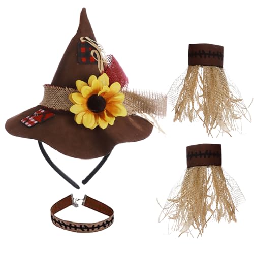 JNAWA 4-teiliges Halloween-Vogelscheuchen-Kostüm-Set, Strohblumen-Hut, Armband, Halskette, braune Vogelscheuche, Cosplay-Kostüm, Zubehör, Wicked Dress-up für Erwachsene JNAWA 4-teiliges Halloween-Vogelscheuchen-Kostüm-Set, Strohblumen-Hut, Armband, Halskette, braune Vogelscheuche, Cosplay-Kostüm, Zubehör, Wicked Dress-up für Erwachsene von JNAWA