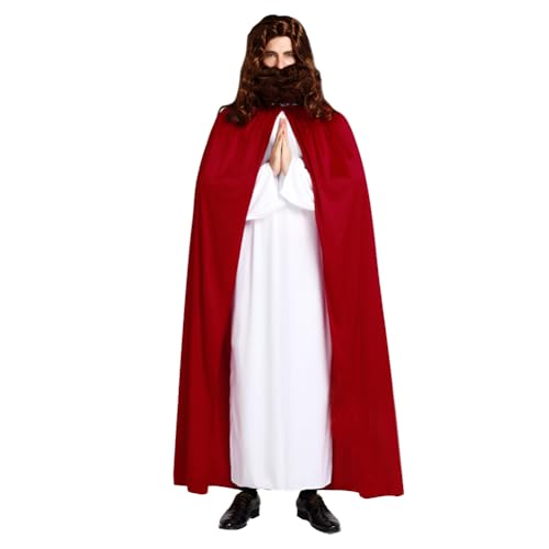 Erwachsenenkostüm Jesus Christus, Jungfrau Maria, weißer Jesus, Robe mit rotem Umhang, Weihnachtskrippe, Kostüm, antiker griechischer Prinz, Cosplay, Outfit für Halloween, religiöses Kostüm von JNGUOSICN