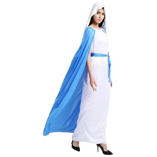 Erwachsenenkostüm Jesus Christus, Jungfrau Maria, weißer Jesus, Robe mit rotem Umhang, Weihnachtskrippe, Kostüm, antiker griechischer Prinz, Cosplay, Outfit für Halloween, religiöses Kostüm von JNGUOSICN