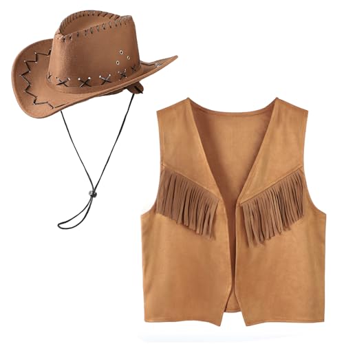 JNGUOSICN Cowboy-Kostüm für Kinder, Wilder Westen, Western-Stil, Cowboy-Quaste, Weste mit Hut, Western-Kostüm für Jungen, für Halloween, Karneval, Cosplay, Bühnenaufführung JNGUOSICN Cowboy-Kostüm für Kinder, Wilder Westen, Western-Stil, Cowboy-Quaste, Weste mit Hut, Western-Kostüm für Jungen, für Halloween, Karneval, Cosplay, Bühnenaufführung von JNGUOSICN