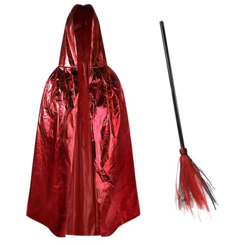 JNGUOSICN Halloween-Hexenkostüm für Kinder, Zauberer-Umhang mit Besen, 2 Stück, Kinder-Hexenbesen, Kostüm, Zubehör, Cosplay, Requisite, Halloween-Kostüm, Outfit für Kinder JNGUOSICN Halloween-Hexenkostüm für Kinder, Zauberer-Umhang mit Besen, 2 Stück, Kinder-Hexenbesen, Kostüm, Zubehör, Cosplay, Requisite, Halloween-Kostüm, Outfit für Kinder von JNGUOSICN