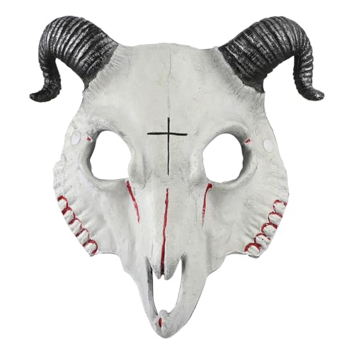 JNGUOSICN Halloween Ziegenschädelmaske Skelett Blut Schaf Masken Geist Teufel Dämon Maske Ram Hörner Tier Kopfbedeckung Vollgesicht Gruselige Ziegenmasken für Halloween Maskerade Cosplay Kostüm JNGUOSICN Halloween Ziegenschädelmaske Skelett Blut Schaf Masken Geist Teufel Dämon Maske Ram Hörner Tier Kopfbedeckung Vollgesicht Gruselige Ziegenmasken für Halloween Maskerade Cosplay Kostüm von JNGUOSICN