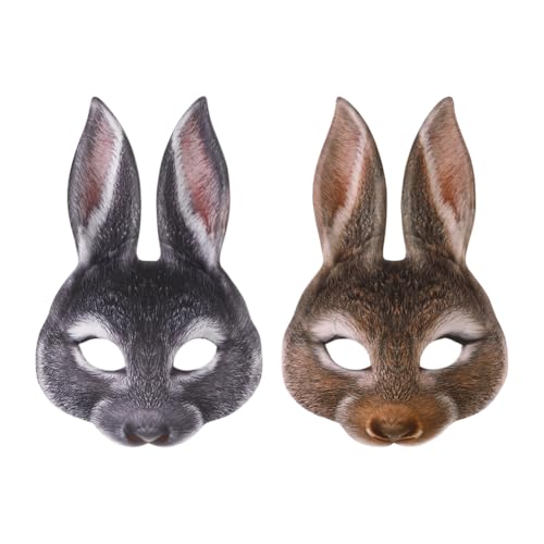 JNGUOSICN Hasenmaske, EVA-Kaninchen-Tiermaske, Cosplay, Kaninchen-Kostüm, Erwachsene, Hasen-Gesichtsmaske mit Ohren für Kostüm, Halloween, Maskerade, Kostüm, Party-Requisite, 2 Stück JNGUOSICN Hasenmaske, EVA-Kaninchen-Tiermaske, Cosplay, Kaninchen-Kostüm, Erwachsene, Hasen-Gesichtsmaske mit Ohren für Kostüm, Halloween, Maskerade, Kostüm, Party-Requisite, 2 Stück von JNGUOSICN