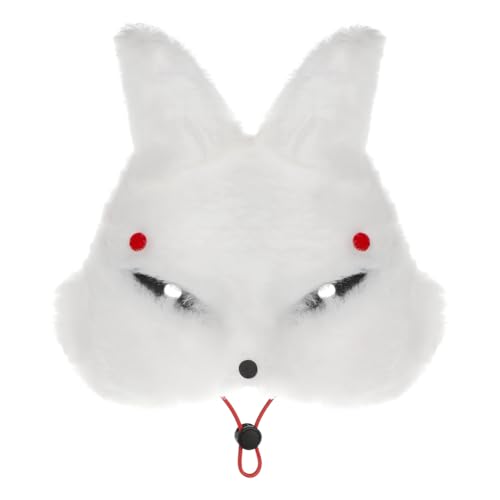 JNGUOSICN Kaninchenmaske aus Kunstfell, Halbgesichtsschleier, Augenmasken, pelziges Kaninchen, Gesichtsmaske, Halloween, Party, Make-up, Requisite, Tierparty, Hasenmasken, Kostüm-Zubehör (Kaninchen) von JNGUOSICN