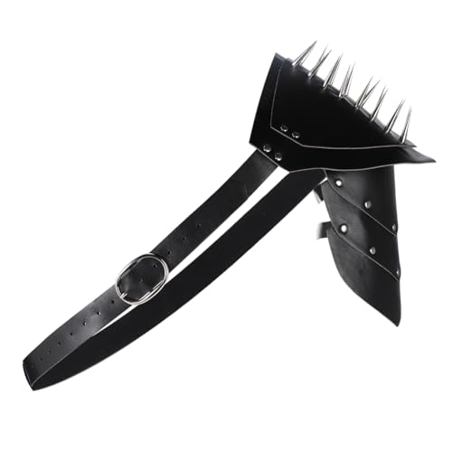 JNGUOSICN Mittelalterliche Schulterpanzer aus Leder, Wikinger, Retro-Ritter, Schulterschutz, Steampunk-Schulterschutz, verstellbar, PU-Leder, Brustgeschirr, Halloween-Kostüm-Zubehör von JNGUOSICN