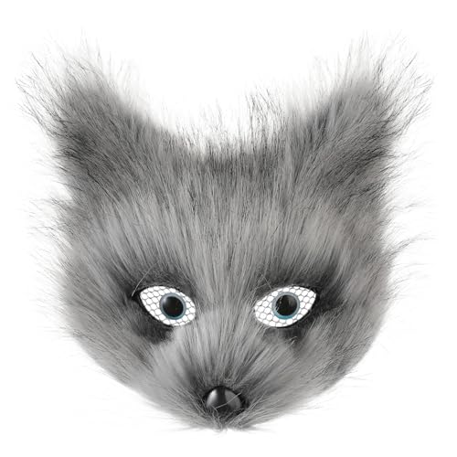 JNGUOSICN Pelzige Katze Maske Halloween Cosplay Halbgesichtsmasken Therian Gear Tiermaske Karneval Maskerade Prop Kostüm Zubehör für Halloween Ostern Verkleidung von JNGUOSICN