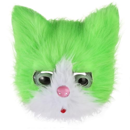 JNGUOSICN Pelzige Katze Maske Halloween Tier Cosplay Kostüm Kopfmaske Realistische Niedliche Vollgesichtskätzchen Cosplay Gesichtsbedeckung Party Dress Up Foto Requisiten für Maskerade Karneval Thema von JNGUOSICN
