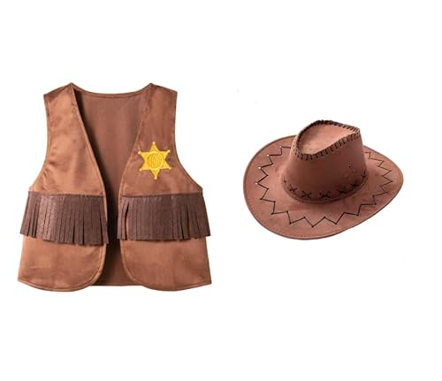 JNGUOSICN Western-Cowboy-Zubehör-Set für Kinder, Western-Stil, Cowgirl-Outfit, Cowboy-Weste mit Quasten, Weste mit Hut, Kinder-Kostüm-Zubehör für Halloween, Cosplay-Party, 2-teilig JNGUOSICN Western-Cowboy-Zubehör-Set für Kinder, Western-Stil, Cowgirl-Outfit, Cowboy-Weste mit Quasten, Weste mit Hut, Kinder-Kostüm-Zubehör für Halloween, Cosplay-Party, 2-teilig von JNGUOSICN