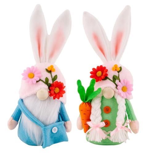 JNJOOD 2 STÜCKE Osterhase Dekoration Plüschtier Zwerge, Stoff Wie Gezeigt Kleine Plüschpuppen Gesicht Dekorative für Tabletts Ebenen von JNJOOD