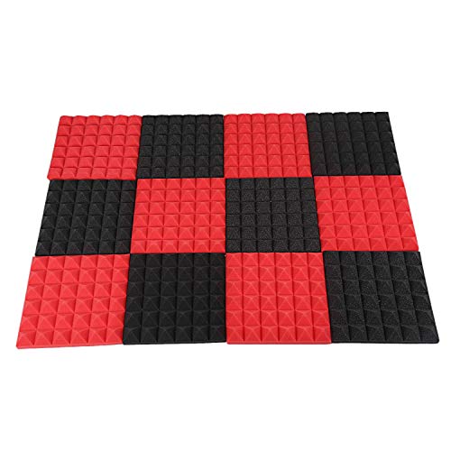 JNJOOD Charcoal Akustikschaumstoff Studio Sound Padding 2 x 10 x 10 Zoll (schwarz rot) von JNJOOD