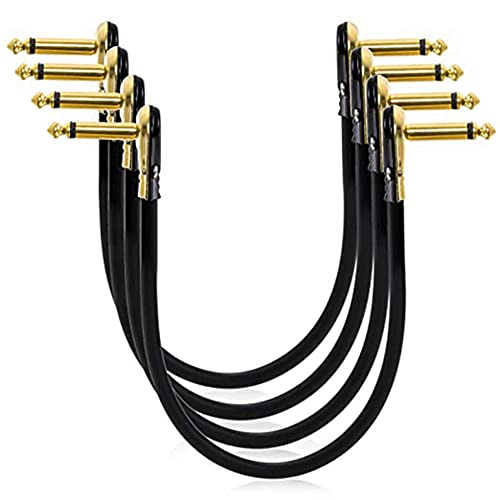 JNJOOD Packung mit 4 Patchkabel für Gitarre 12 Zoll Guitar Jumping Line Kabel Patch für Gitarre, schwarz, goldener Pancake-Anschluss, rechtwinklig, für Pedalboard-Effekte JNJOOD Packung mit 4 Patchkabel für Gitarre 12 Zoll Guitar Jumping Line Kabel Patch für Gitarre, schwarz, goldener Pancake-Anschluss, rechtwinklig, für Pedalboard-Effekte von JNJOOD