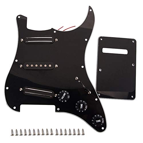 JNJOOD Schlagbrett für Gitarre, vorverdrahtet, geladen, schwarz, 3 Schienen mit 3 Schichten, SSS für E-Gitarre mit 11 Löchern von JNJOOD