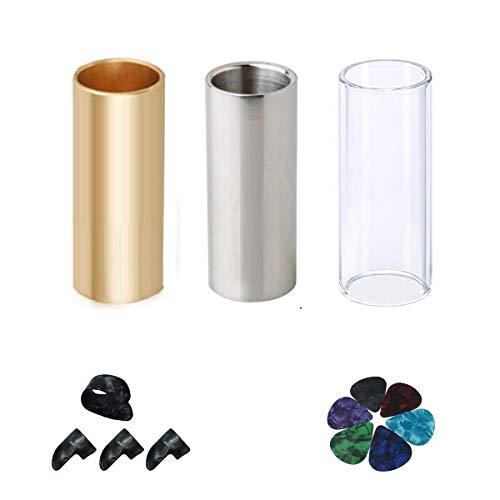 JNJOOD Slide-Set für Gitarre bestehend aus 1 Glas, 1 Stahl und 1 Slide für Gitarre, 6 Stück für Gitarre und 4 für Finger JNJOOD Slide-Set für Gitarre bestehend aus 1 Glas, 1 Stahl und 1 Slide für Gitarre, 6 Stück für Gitarre und 4 für Finger von JNJOOD