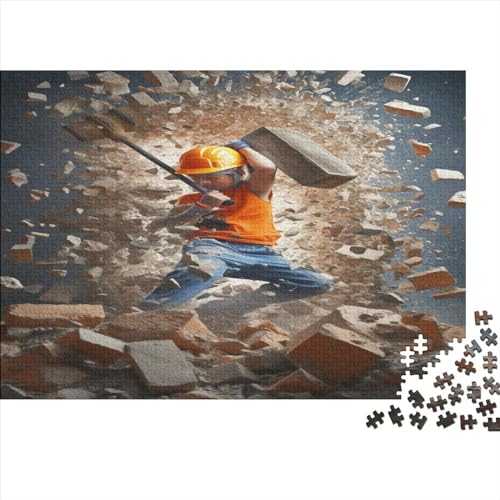 Bauarbeiter 1000 Teile Visuelle 3D-Effekte Erwachsene Puzzles Familie Challenging Games EduKatzenional Game Wohnkultur Geburtstag Stress Relief 1000pcs (75x50cm) von JNLWJFFF
