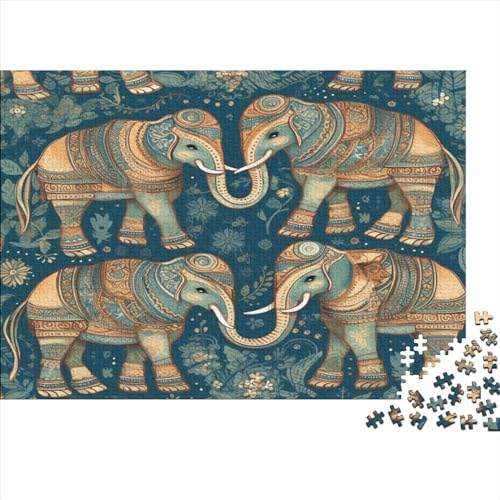 Elefant-Muster Puzzle 1000 Teile Krawatter Erwachsene Lernspiel Wohnkultur Geburtstag Geschicklichkeitsspiel Für Die Ganze Familie Stress Relief 1000pcs (75x50cm) von JNLWJFFF