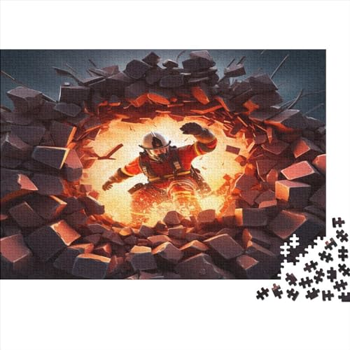 Feuerwehrmann Puzzle 1000 Teile Visuelle 3D-Effekte Erwachsene Family Challenging Spiele Home Decor EduKatzeional Game Geburtstag Stress Relief Toy 500pcs (52x38cm) von JNLWJFFF