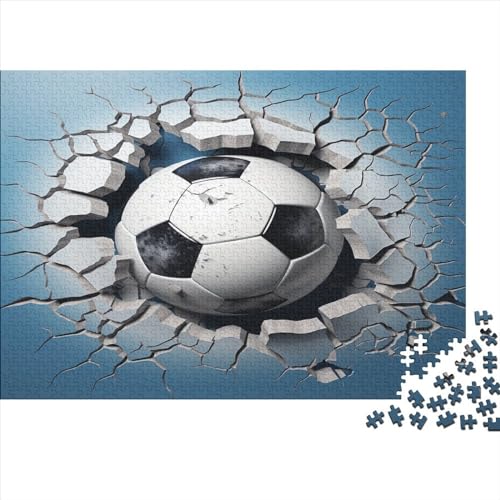 Fußball Puzzle 1000 Teile Visuelle 3D-Effekte Für Erwachsene Lernspiel Familie Challenging Games Geburtstag Wohnkultur Stress Relief 1000pcs (75x50cm) von JNLWJFFF
