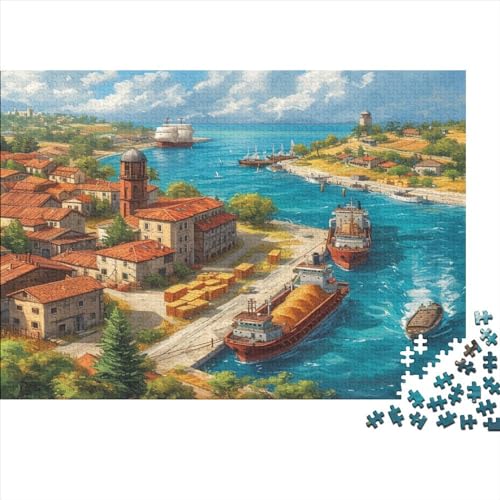 Hafen 1000 Teile Schöne Stadt Puzzle Für Erwachsene Family Challenging Spiele Lernspiel Wohnkultur Geburtstag Entspannung Und Intelligenz 300pcs (40x28cm) von JNLWJFFF