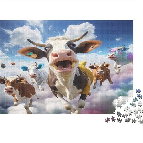 Kuh im Himmel Erwachsene Puzzle 1000 Teile Krawatter Lernspiel Family Challenging Spiele Geburtstag Moderne Wohnkultur Stress Relief Toy 1000pcs (75x50cm) von JNLWJFFF