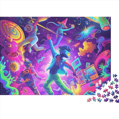 Musik-Raserei Erwachsene 1000 Teile Astronaut Puzzles Geburtstag Family Challenging Spiele Home Decor EduKatzeional Game Stress Relief 1000pcs (75x50cm) von JNLWJFFF