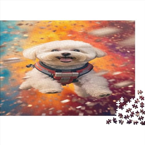Niedlicher Hund Puzzle 1000 Teile Krawatter Erwachsene Lernspiel Wohnkultur Geburtstag Geschicklichkeitsspiel Für Die Ganze Familie Stress Relief 1000pcs (75x50cm) von JNLWJFFF