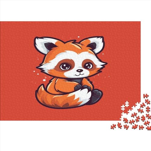 Niedlicher roter Panda 1000 Teile Zeichentrickfilm-Krawattere Puzzles Für Erwachsene Wohnkultur Geburtstag Lernspiel Familie Challenging Games Stress Relief 300pcs (40x28cm) von JNLWJFFF