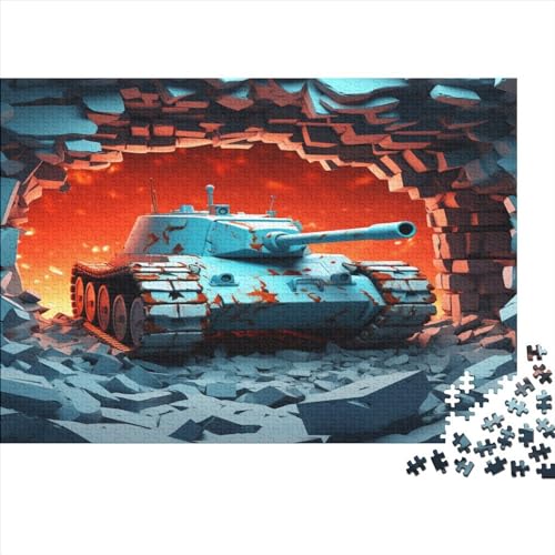 Panzer Erwachsene 1000 Teile Visuelle 3D-Effekte Puzzles Geburtstag Family Challenging Spiele Home Decor EduKatzeional Game Stress Relief 1000pcs (75x50cm) von JNLWJFFF