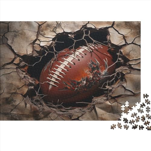 Rugby-Ball Erwachsene Puzzles 1000 Teile Zerstörte Wand Familie Challenging Games Geburtstag Home Decor Lernspiel Entspannung Und Intelligenz 500pcs (52x38cm) von JNLWJFFF