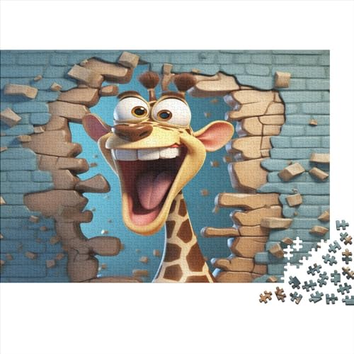 Zeichentrickfilm-Giraffe Puzzle Erwachsene 1000 Teile Krawatter Geburtstag Moderne Wohnkultur Familie Challenging Games Lernspiel Stress Relief Toy 500pcs (52x38cm) von JNLWJFFF