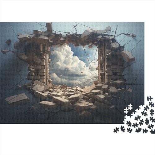 Zerbrochene Mauer 1000 Teile Visuelle 3D-Effekte Für Erwachsene Puzzle Wohnkultur Geburtstag Family Challenging Spiele EduKatzeional Game Stress Relief Toy 1000pcs (75x50cm) von JNLWJFFF