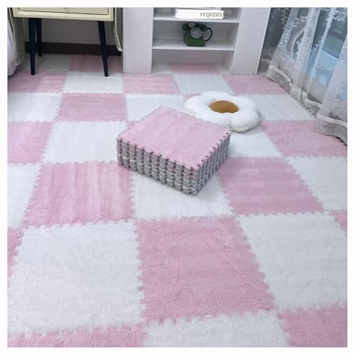 Ineinandergreifende Puzzle-Teppichfliesen, Plüschschaum-Bodenteppiche, flauschige, quadratische Schaumstoff-Bodenmatte mit Kanten, weiche flauschige Schaumstoff-Teppichfliesen für Zimmer, 12 Stück, 30 Ineinandergreifende Puzzle-Teppichfliesen, Plüschschaum-Bodenteppiche, flauschige, quadratische Schaumstoff-Bodenmatte mit Kanten, weiche flauschige Schaumstoff-Teppichfliesen für Zimmer, 12 Stück, 30 von JNTFNE