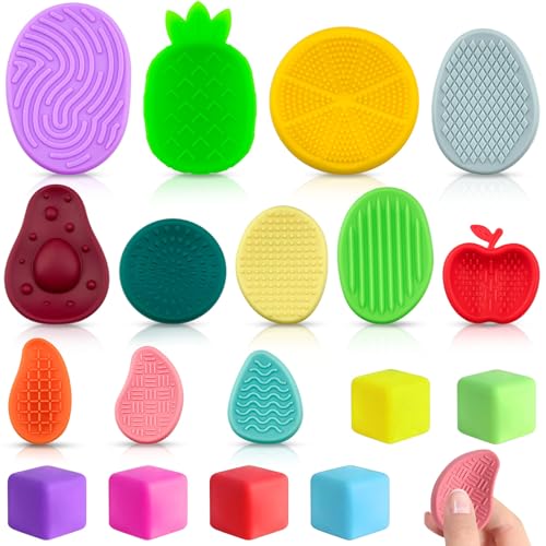 JNZLT 18 Stück Fidget Toys Sensory Stones Set, Stressabbau Spielzeug Anti Stress für Adhs Angst Autismus Kinder und Erwachsene Sensorik Spielzeug (Mehrfarbig) von JNZLT